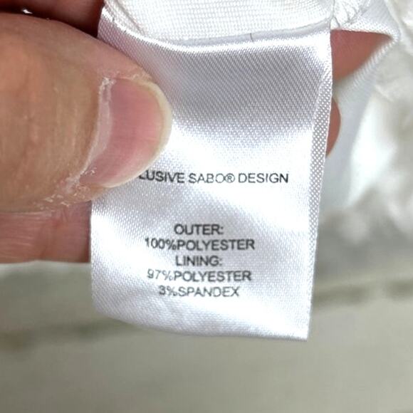 Sabo Womens Large White Floral Lace Open Front Halter Mini Dress NEW - Picture 7 of 9